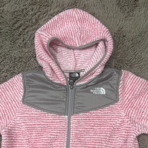 The North Face Kids Striped Pink and Gray Hoodie